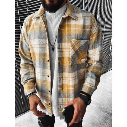 Geometric Print Long-sleeved Shirt Jacket