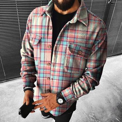 Geometric Print Long-sleeved Shirt Jacket