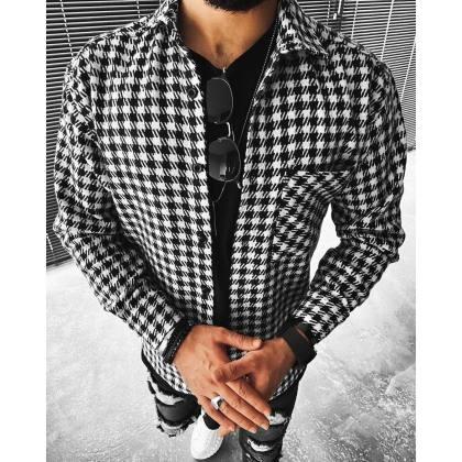 Geometric Print Long-sleeved Shirt Jacket
