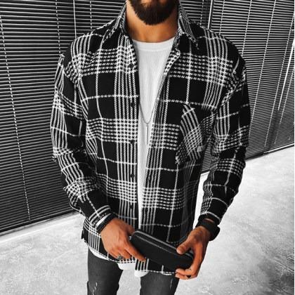 Geometric Print Long-sleeved Shirt Jacket