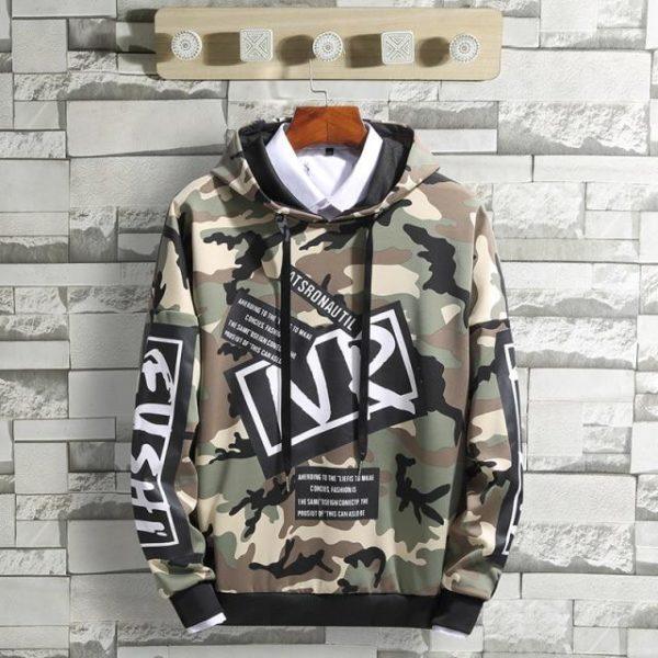 Camouflage Men Hoodies Hip Hop Streetwear Print