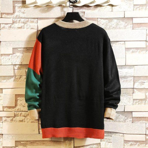 2021 New Sweaters Men’S Black Patchwork Long