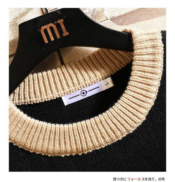 2021 New Sweaters Men’S Black Patchwork Long