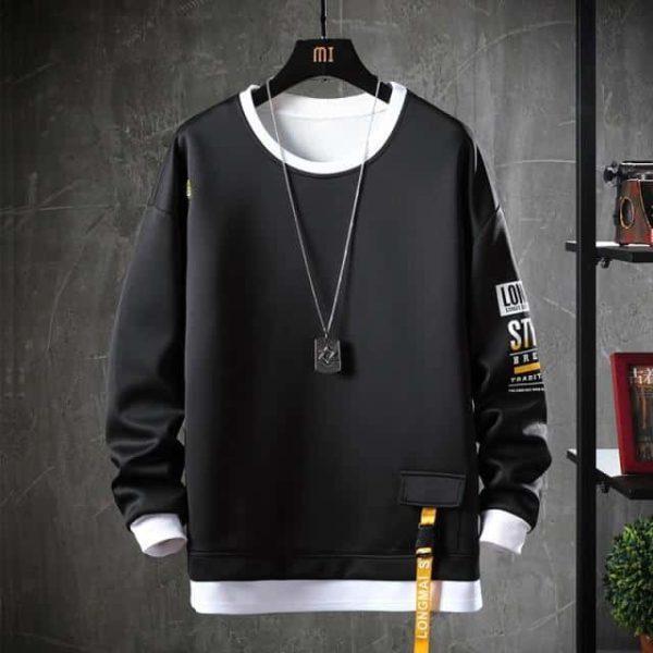 SFABL Casual O-Neck Solid Hoodie Sweatshirt Men‘s