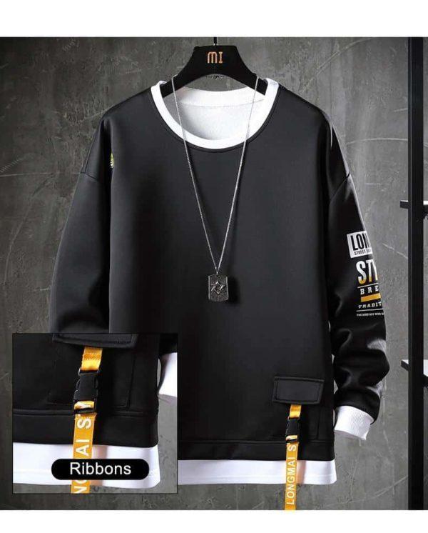 SFABL Casual O-Neck Solid Hoodie Sweatshirt Men‘s