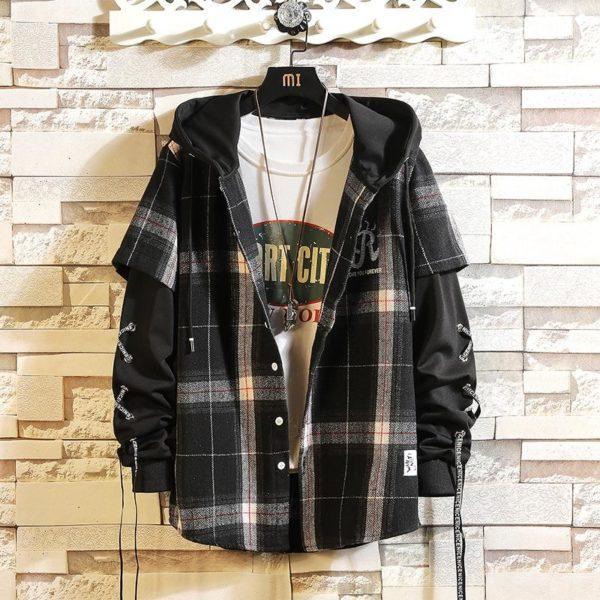 2021 New Arrived Plaid Hoodie Sweatshirt Men