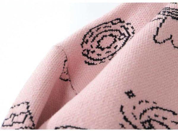 Aolamegs Men Sweater Cartoon Cute Rabbit Strawberry