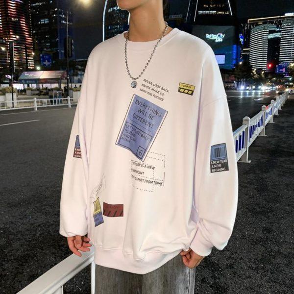 Men Hoodies Sweatshirt Men’s White Loose Hip Hop