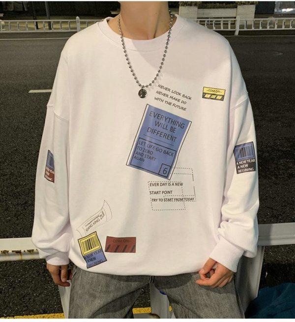 Men Hoodies Sweatshirt Men’s White Loose Hip Hop