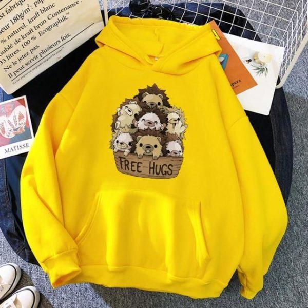 Little Hedgehog Free Hugs Sweatshirts Cartoon Print