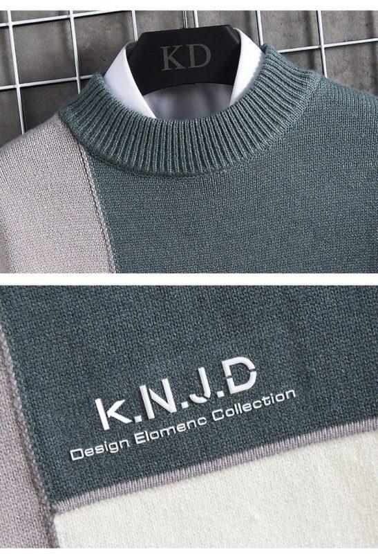 2021 Spring Autumn Patchwork Jumper Mens Sweater