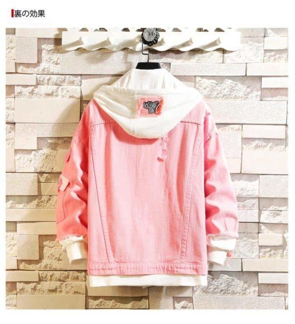 2021 Pink Black Green Jeans Jacket Men Slim