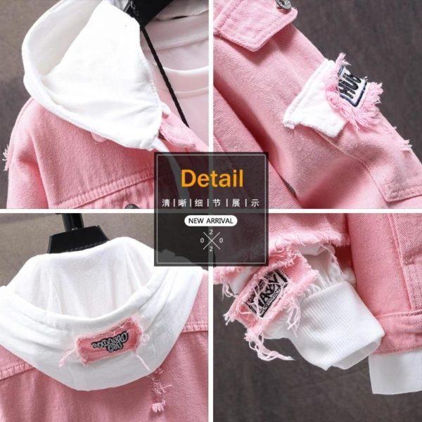 2021 Pink Black Green Jeans Jacket Men Slim